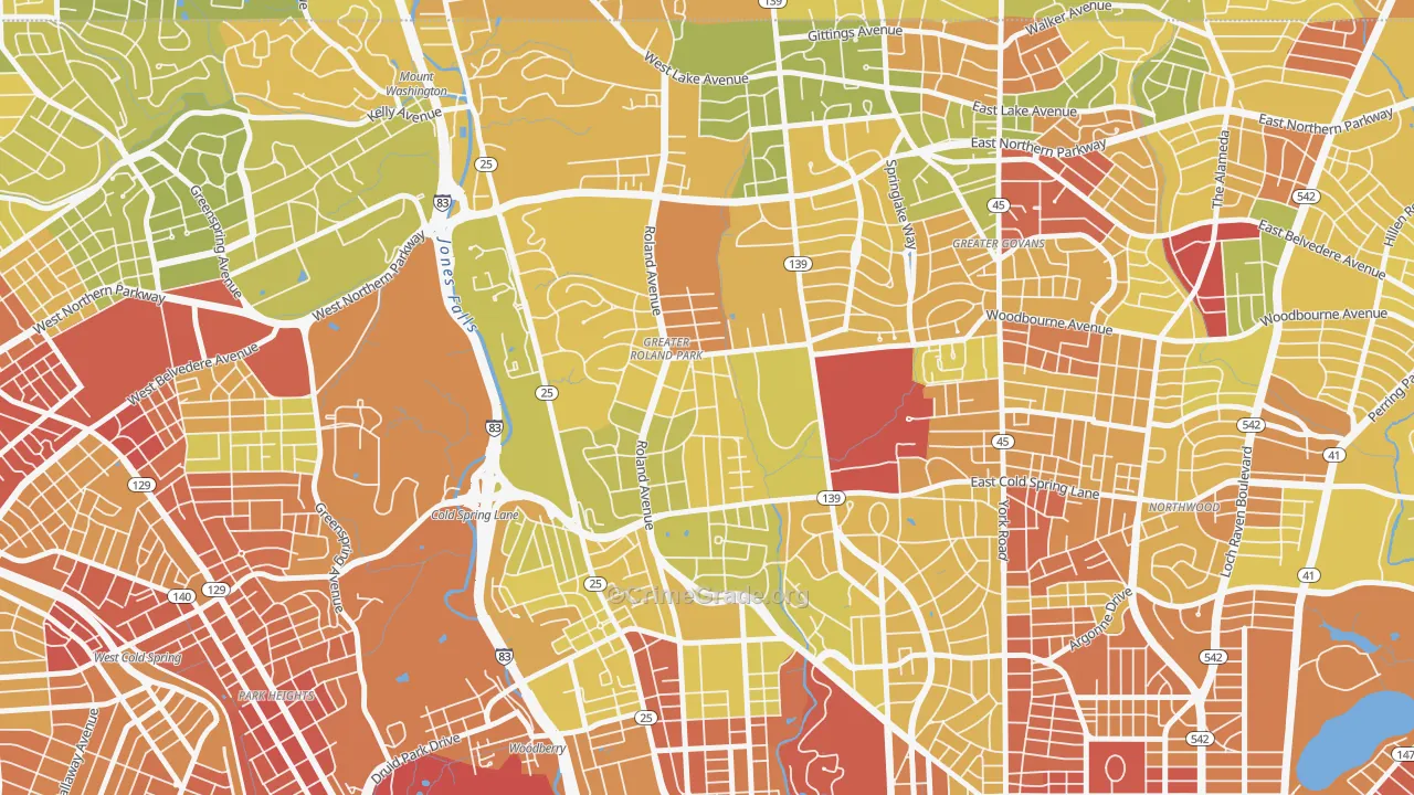 21210, MD Map of Drug-Related Crime Rates