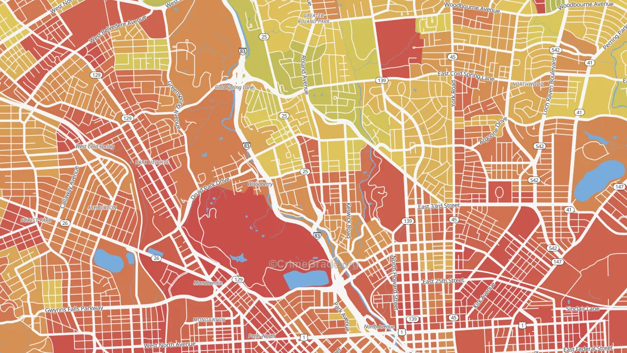 21211, MD Map of Drug-Related Crime Rates