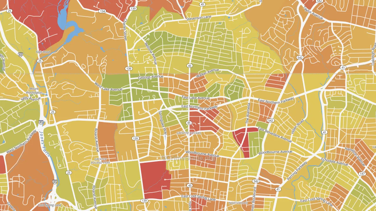 21212, MD Map of Drug-Related Crime Rates