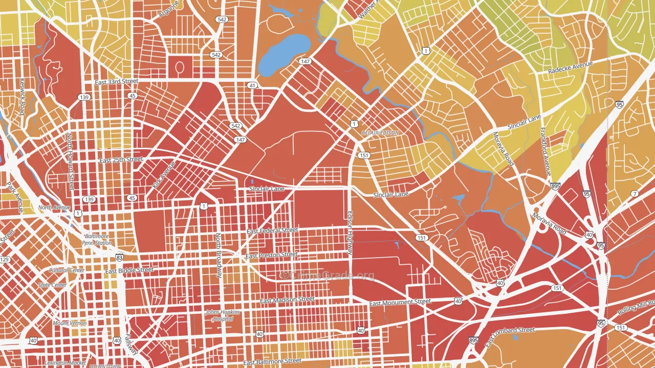 21213, MD Map of Drug-Related Crime Rates