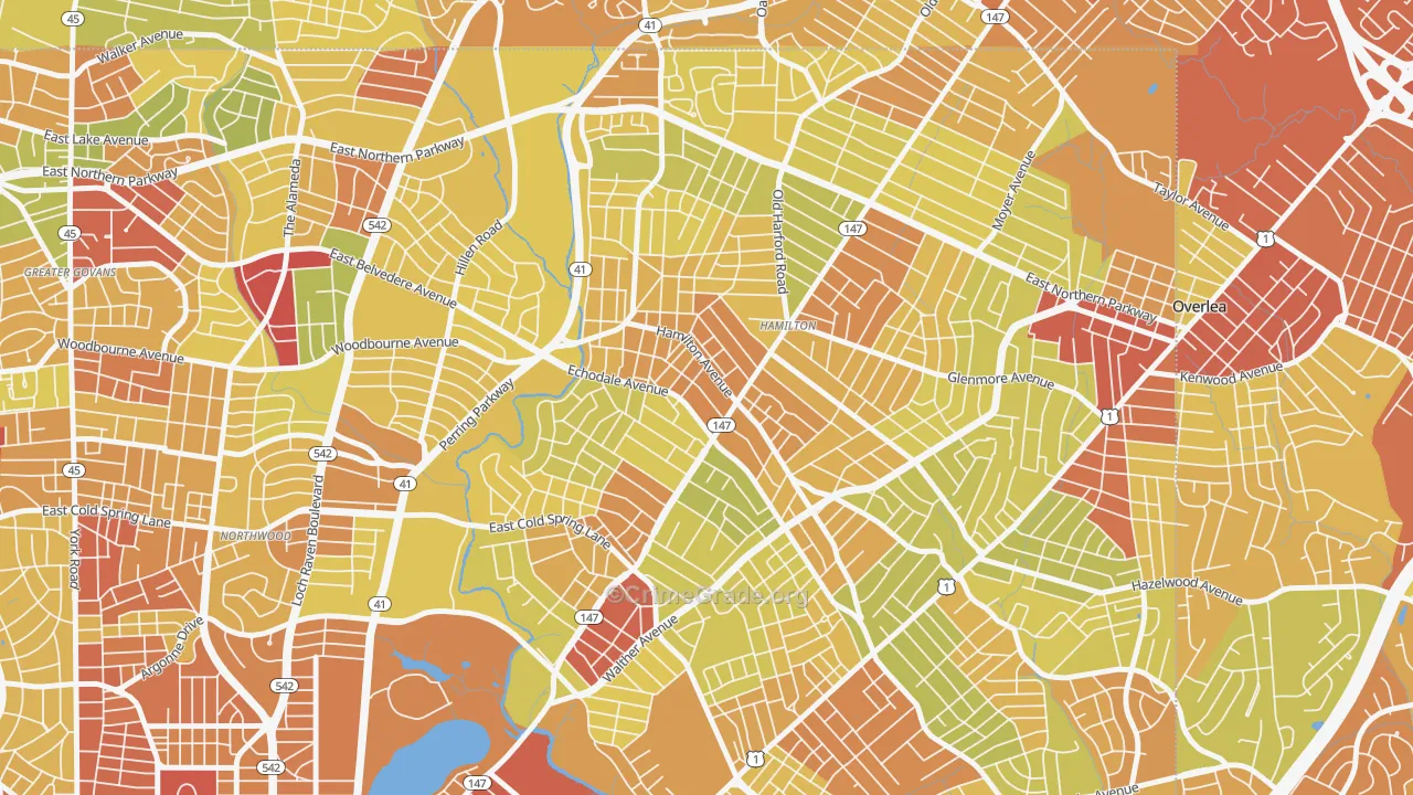 21214, MD Map of Drug-Related Crime Rates