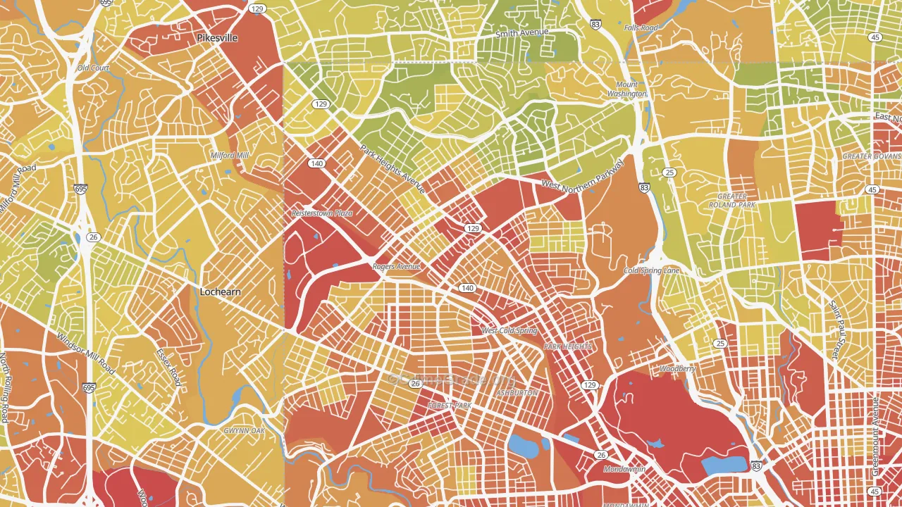 21215, MD Map of Drug-Related Crime Rates