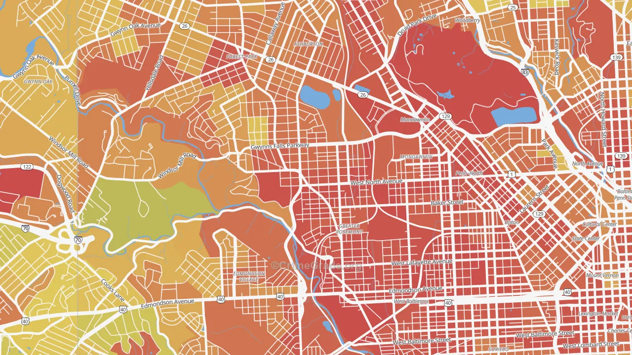 21216, MD Map of Drug-Related Crime Rates