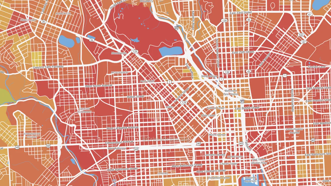 21217, MD Map of Drug-Related Crime Rates