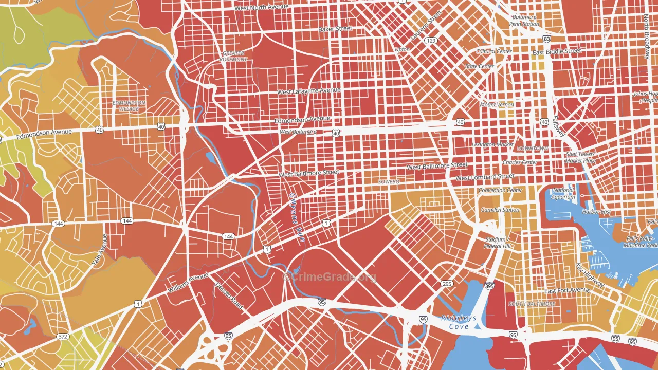21223, MD Map of Drug-Related Crime Rates