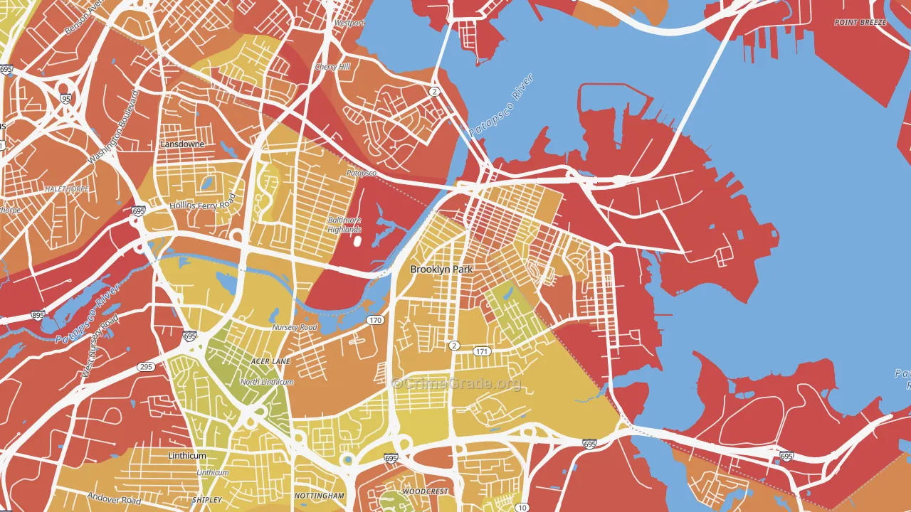 21225, MD Map of Drug-Related Crime Rates