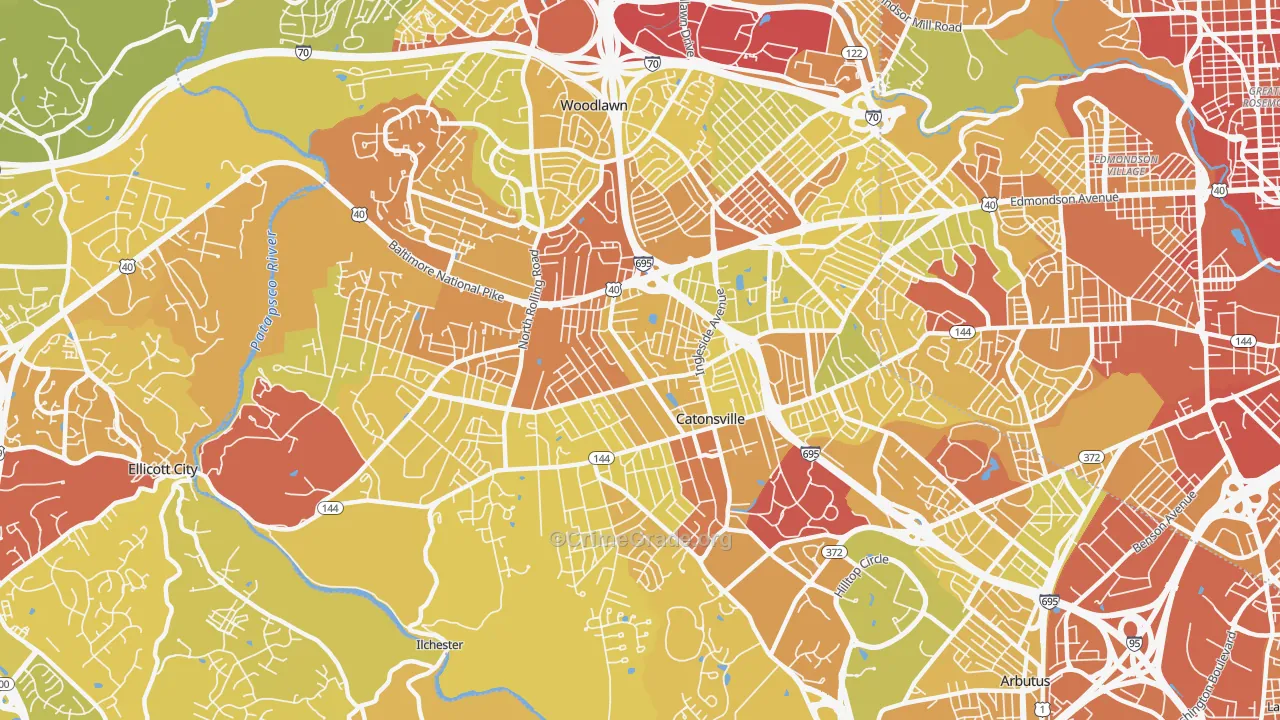 21228, MD Map of Drug-Related Crime Rates