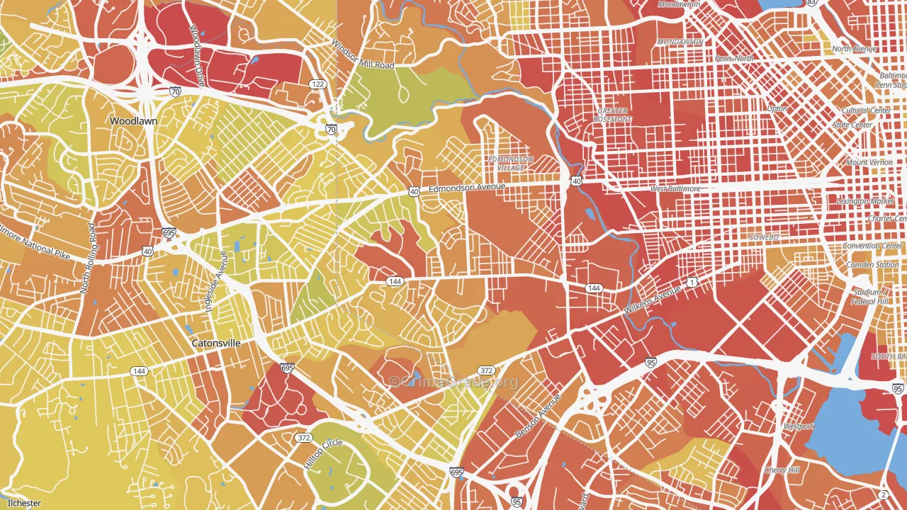21229, MD Map of Drug-Related Crime Rates