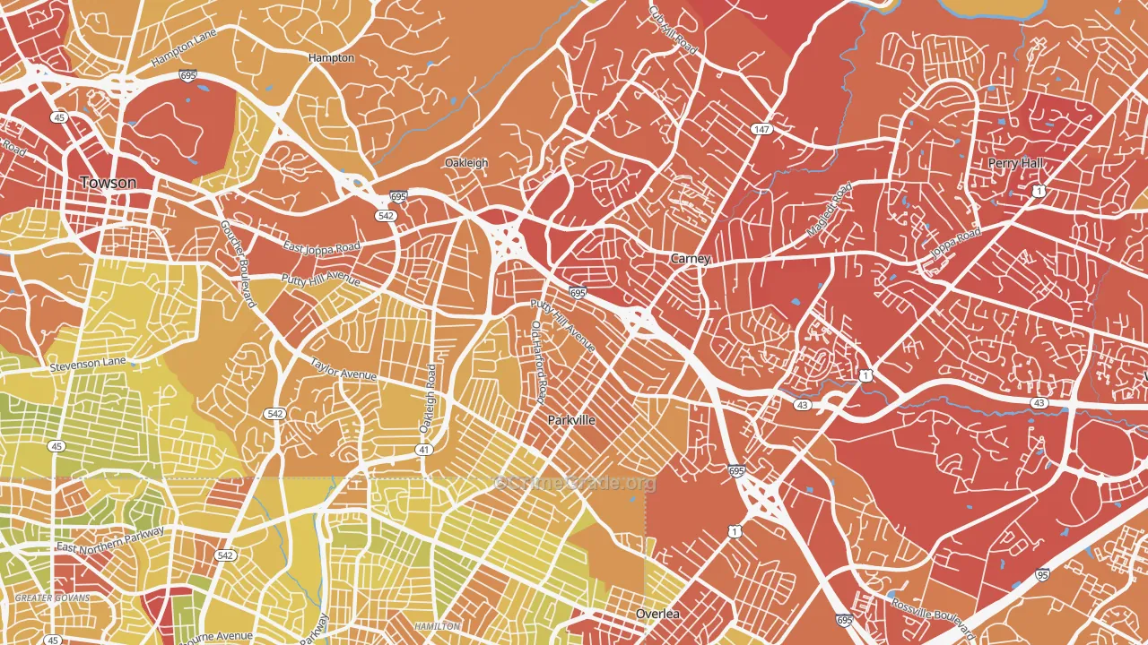 21234, MD Map of Drug-Related Crime Rates