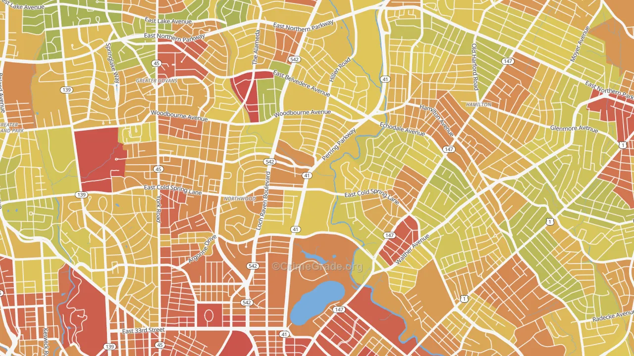 21251, MD Map of Drug-Related Crime Rates
