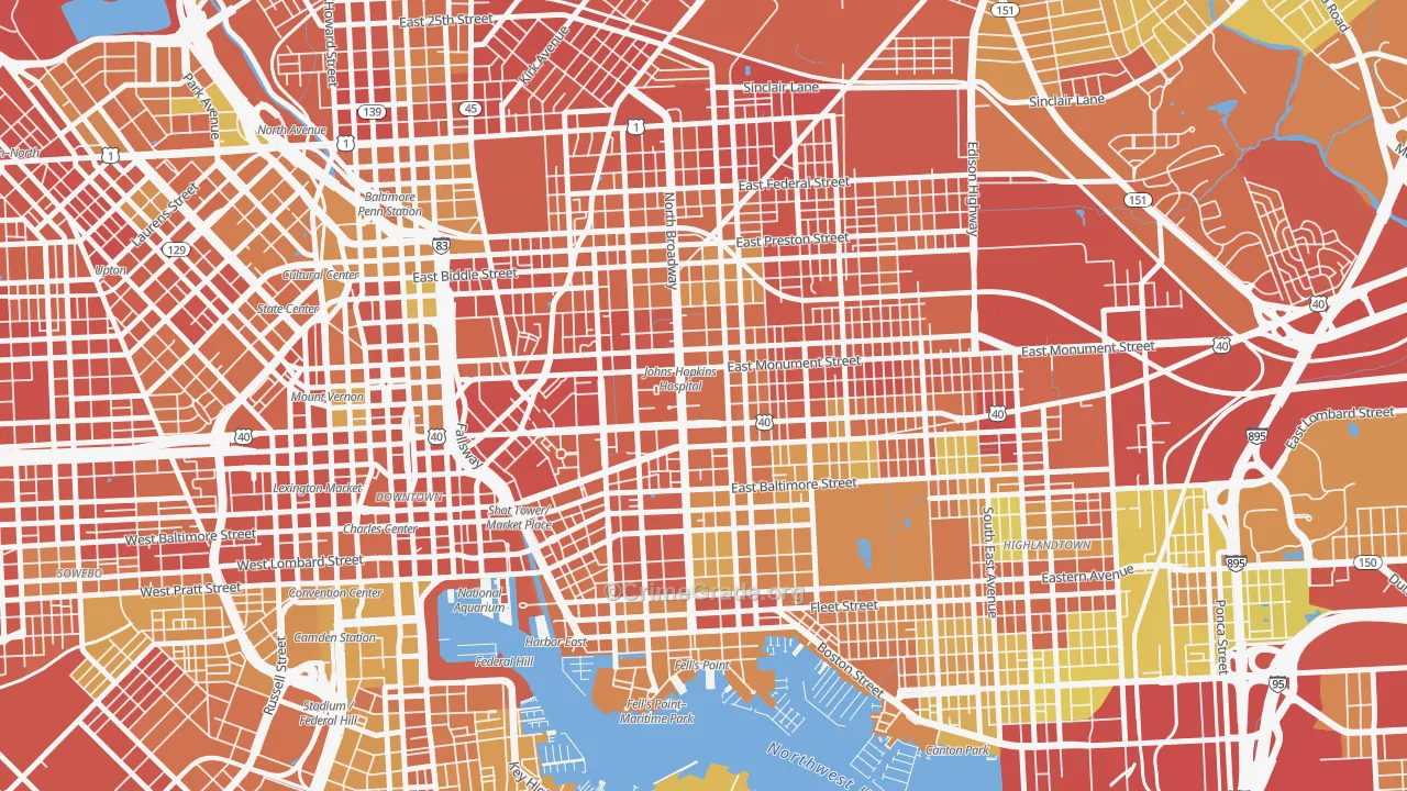 21287, MD Map of Drug-Related Crime Rates