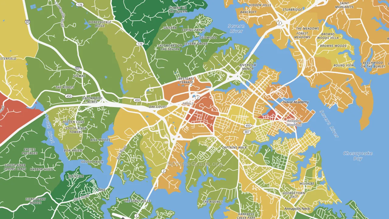 21401, MD Map of Drug-Related Crime Rates