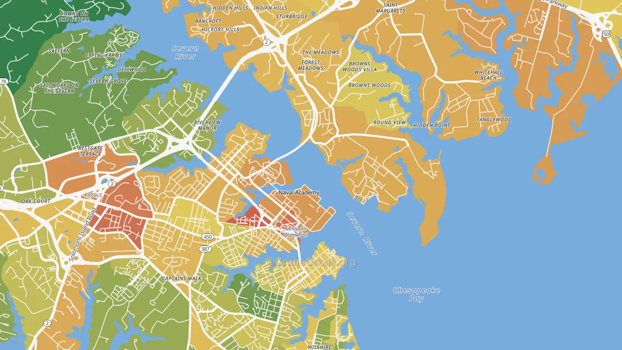 21402, MD Map of Drug-Related Crime Rates