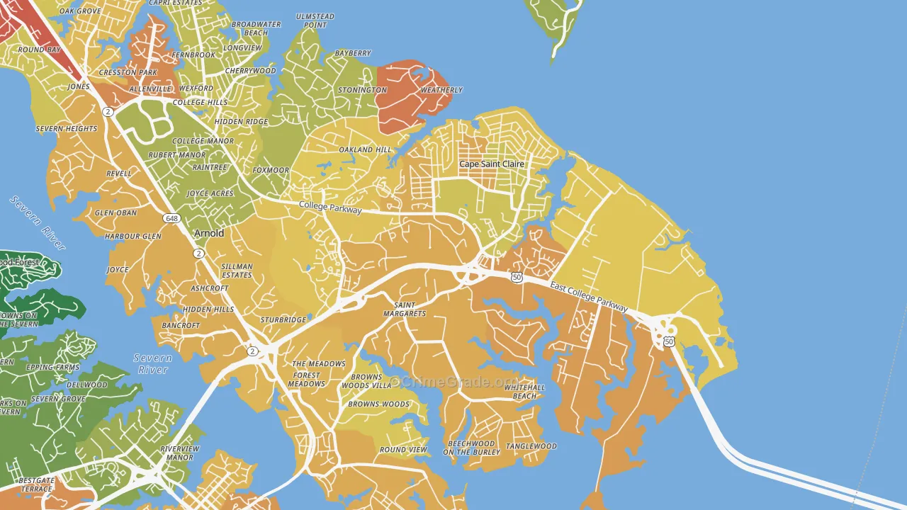 21409, MD Map of Drug-Related Crime Rates