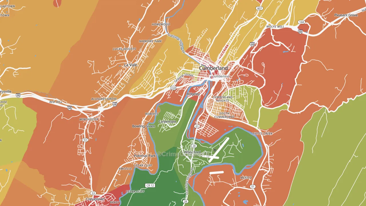 21502, MD Map of Drug-Related Crime Rates