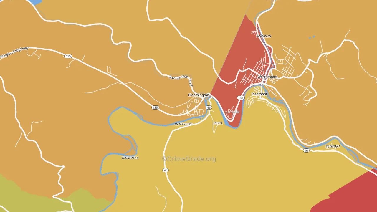 21523, MD Map of Drug-Related Crime Rates