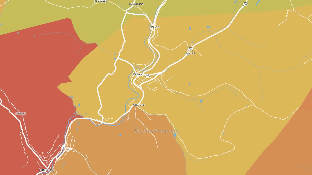 21542, MD Map of Drug-Related Crime Rates