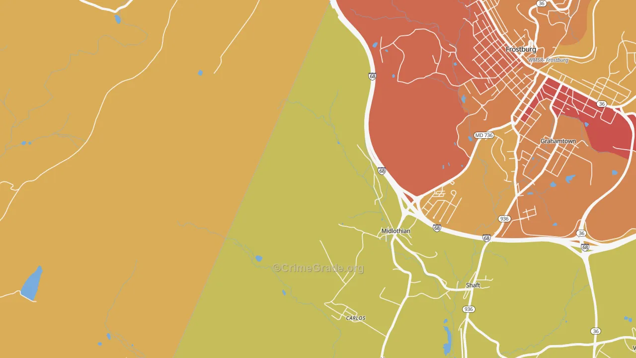21543, MD Map of Drug-Related Crime Rates