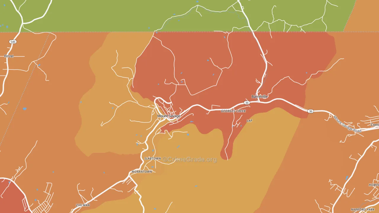 21545, MD Map of Drug-Related Crime Rates