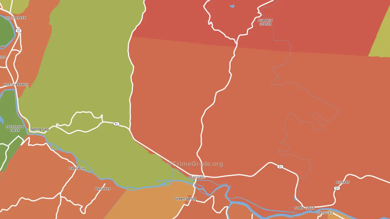 21555, MD Map of Drug-Related Crime Rates