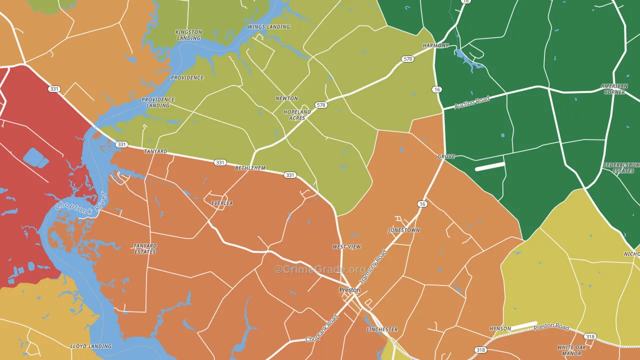 21655, MD Map of Drug-Related Crime Rates
