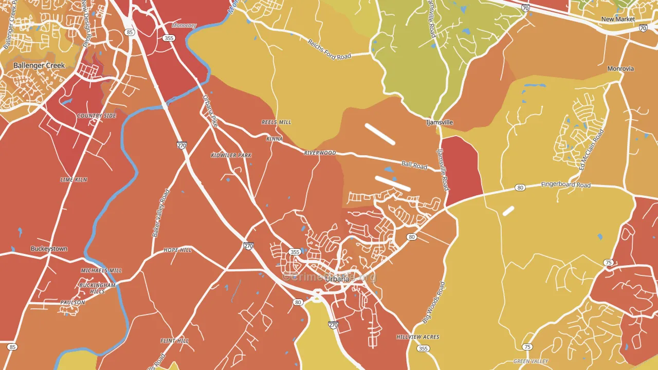 21704, MD Map of Drug-Related Crime Rates