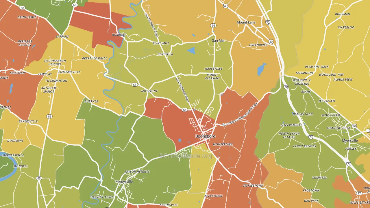 21713, MD Map of Drug-Related Crime Rates
