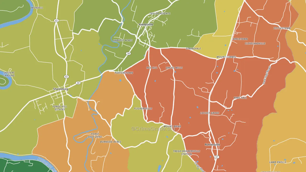 21756, MD Map of Drug-Related Crime Rates