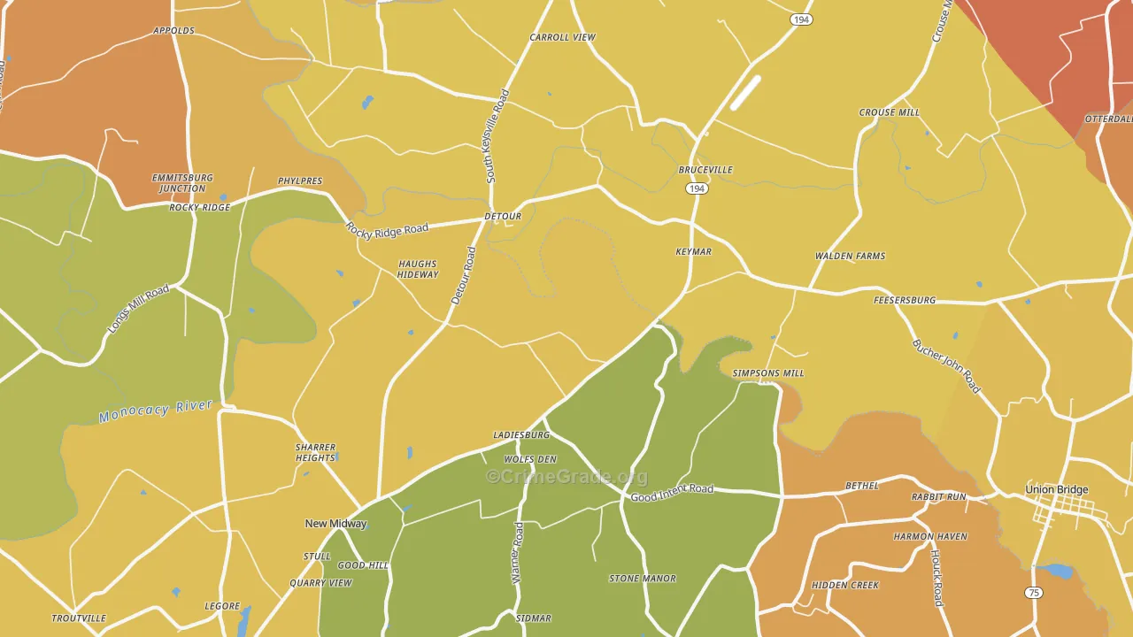 21757, MD Map of Drug-Related Crime Rates
