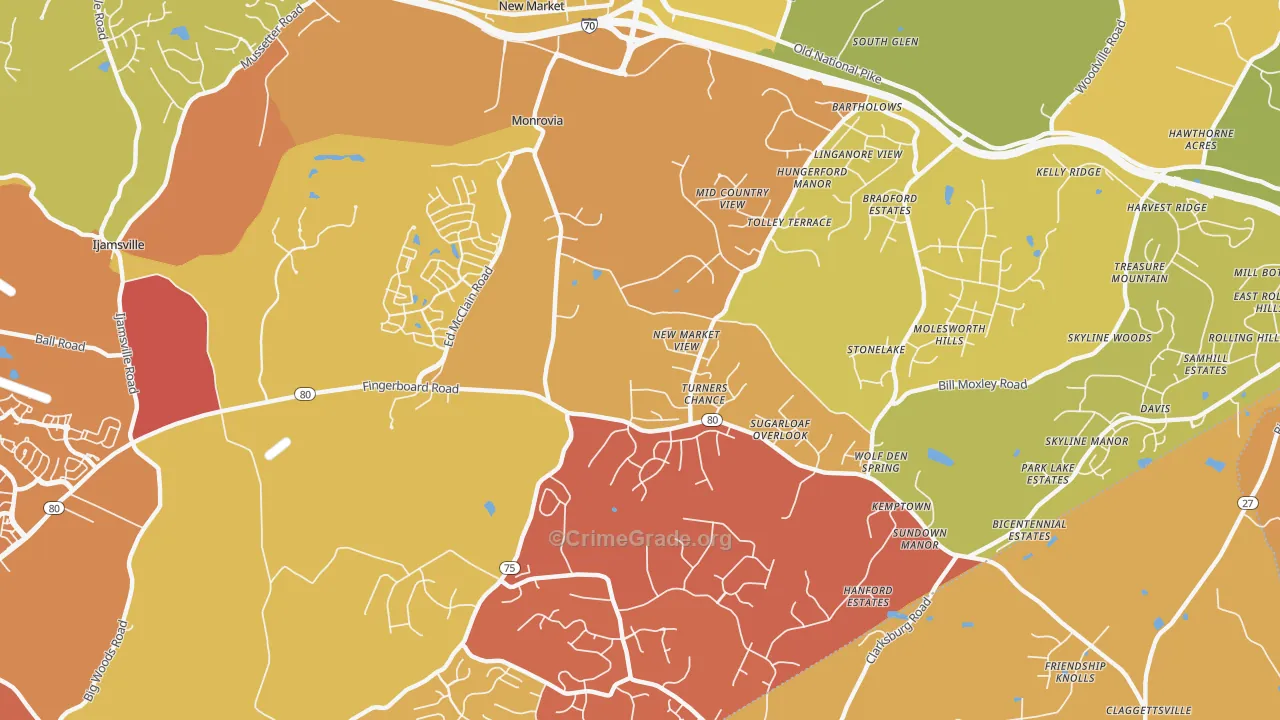 21770, MD Map of Drug-Related Crime Rates