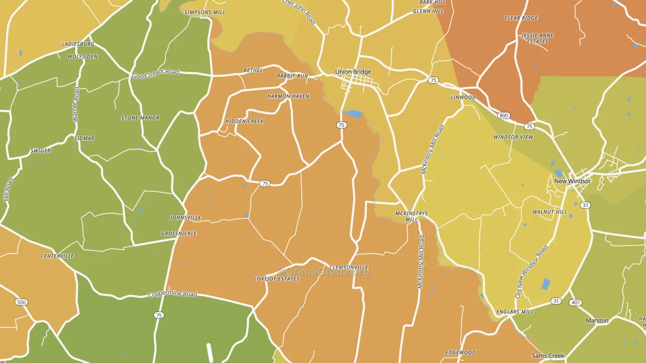 21791, MD Map of Drug-Related Crime Rates
