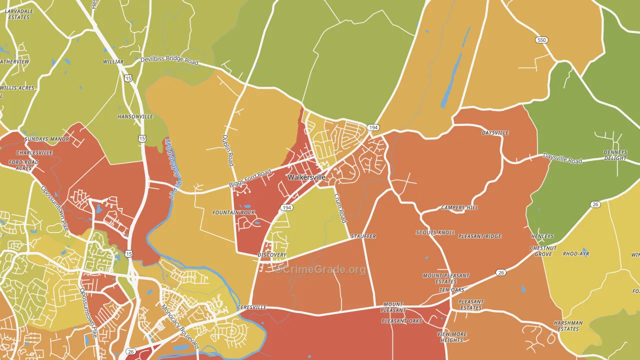 21793, MD Map of Drug-Related Crime Rates