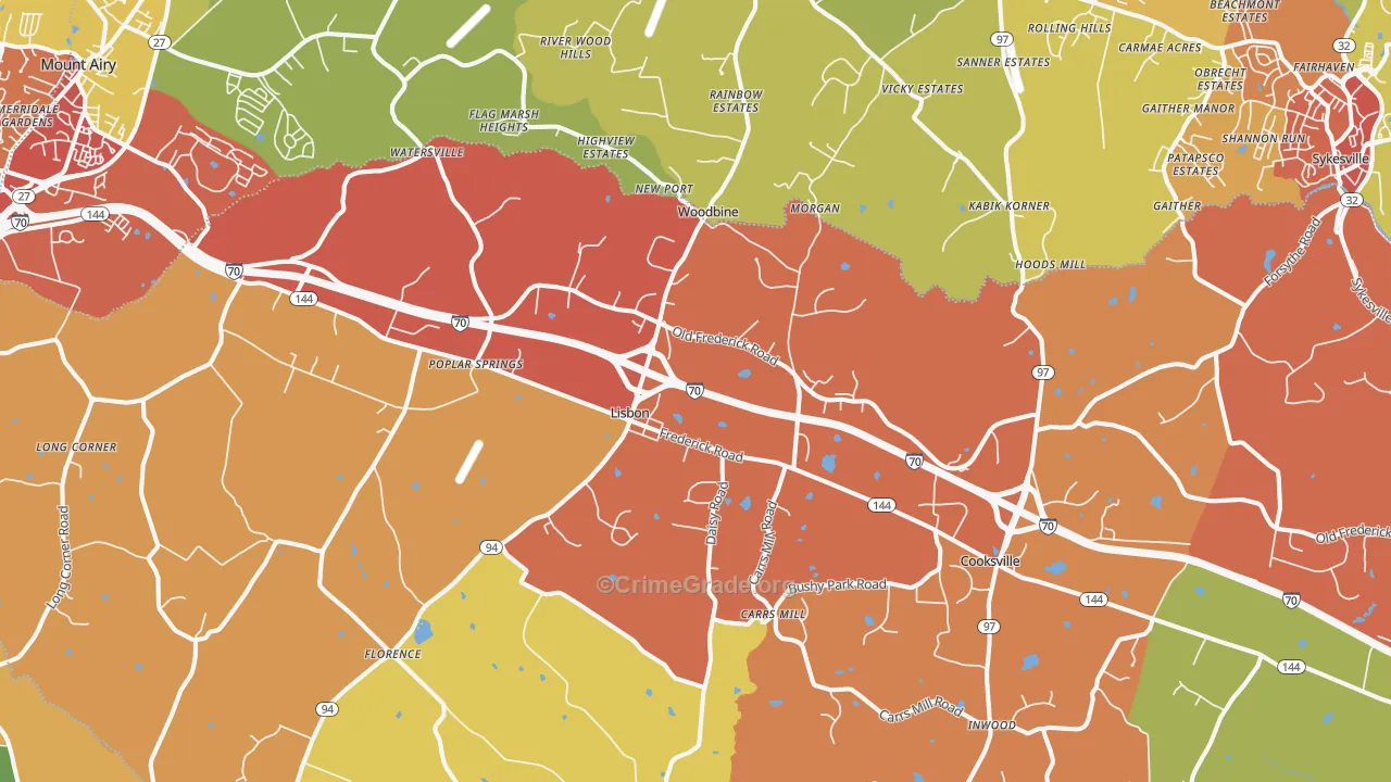21797, MD Map of Drug-Related Crime Rates