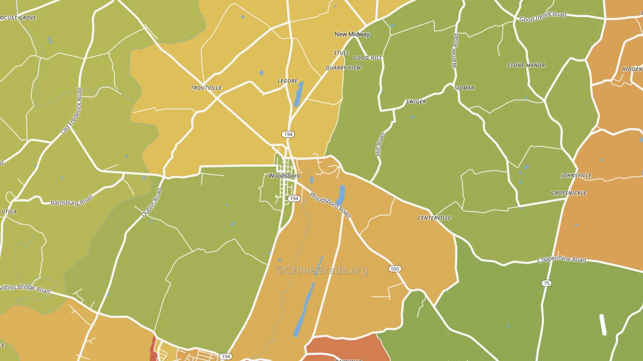 21798, MD Map of Drug-Related Crime Rates