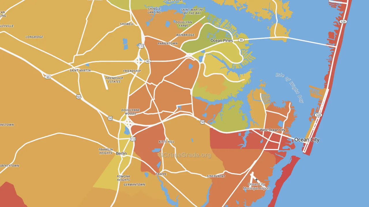 21811, MD Map of Drug-Related Crime Rates