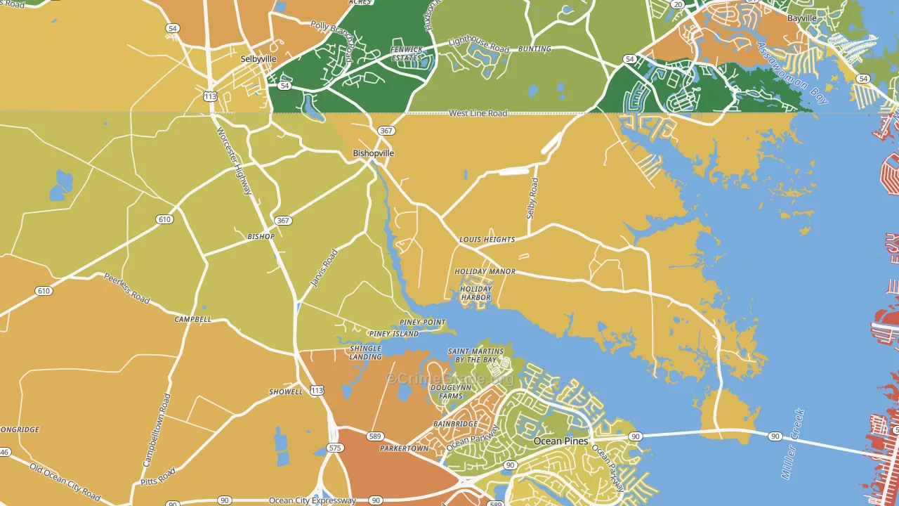 21813, MD Map of Drug-Related Crime Rates