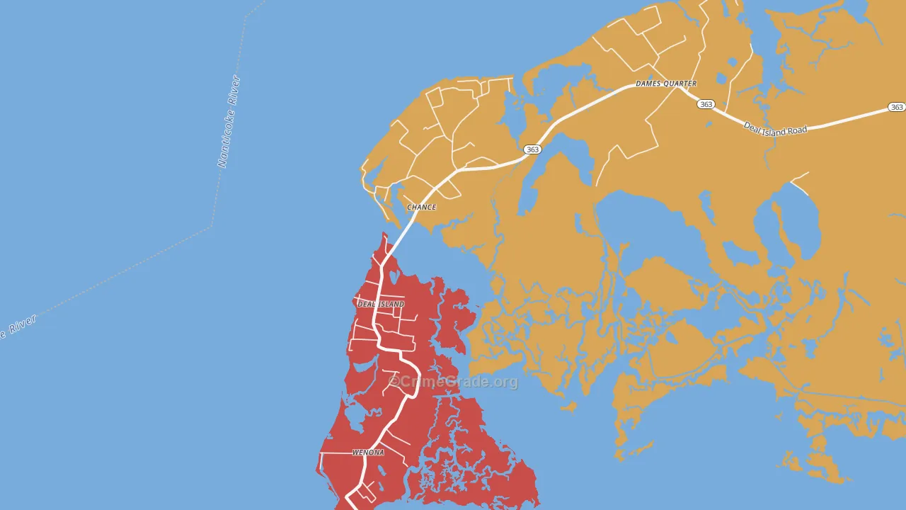 21821, MD Map of Drug-Related Crime Rates