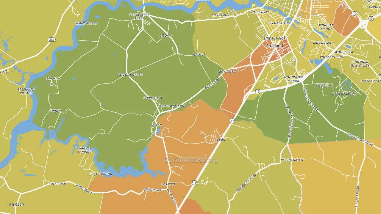 21822, MD Map of Drug-Related Crime Rates