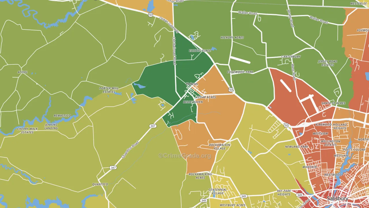 21830, MD Map of Drug-Related Crime Rates