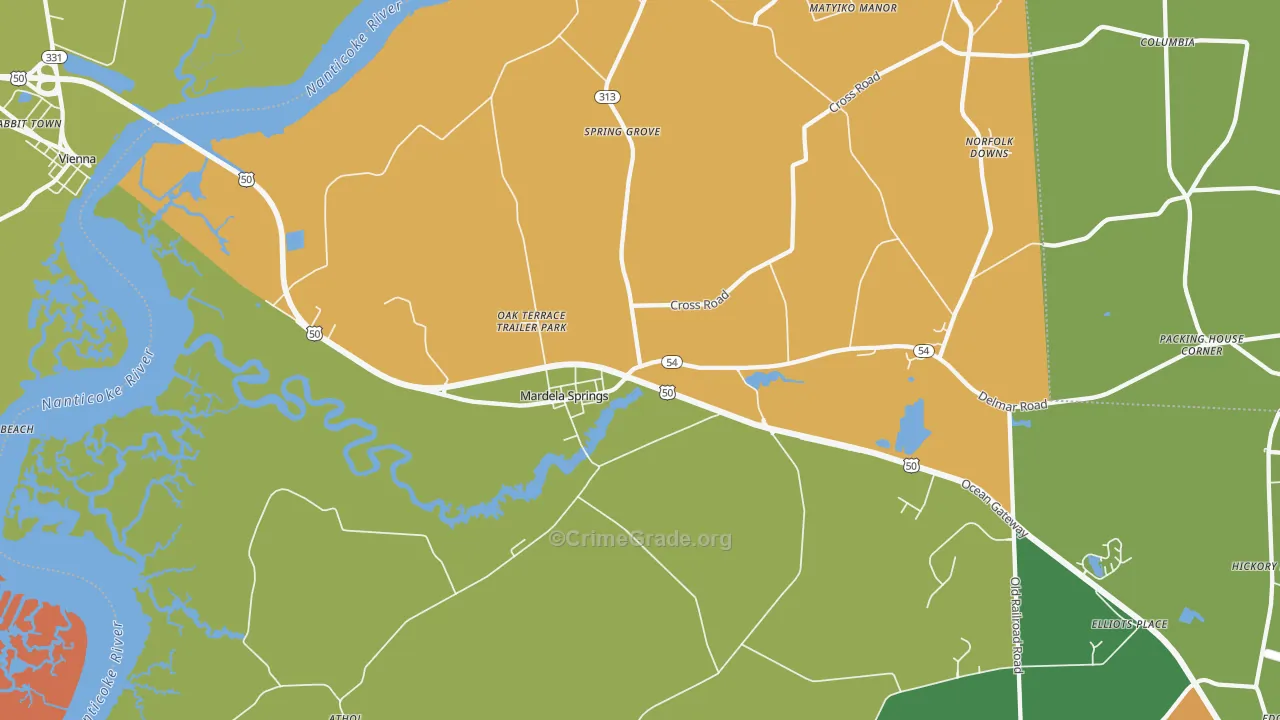 21837, MD Map of Drug-Related Crime Rates