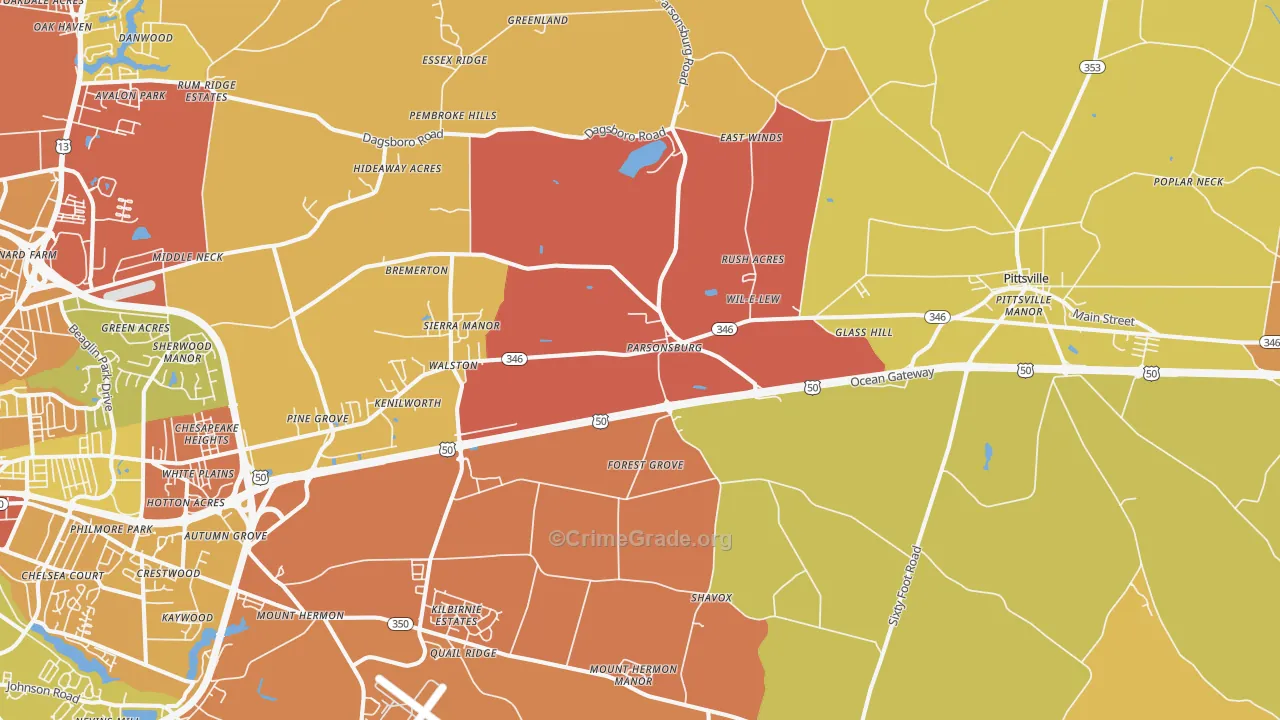 21849, MD Map of Drug-Related Crime Rates