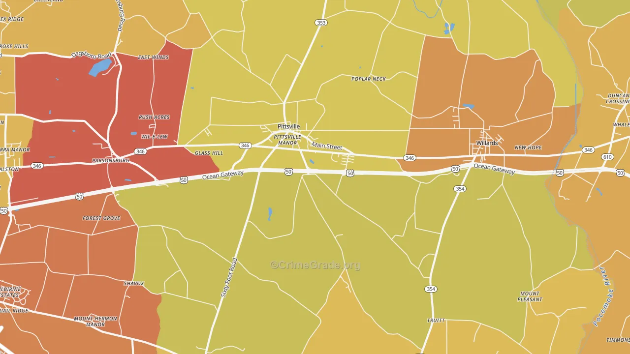 21850, MD Map of Drug-Related Crime Rates