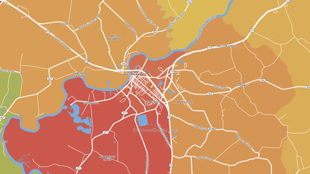 21851, MD Map of Drug-Related Crime Rates