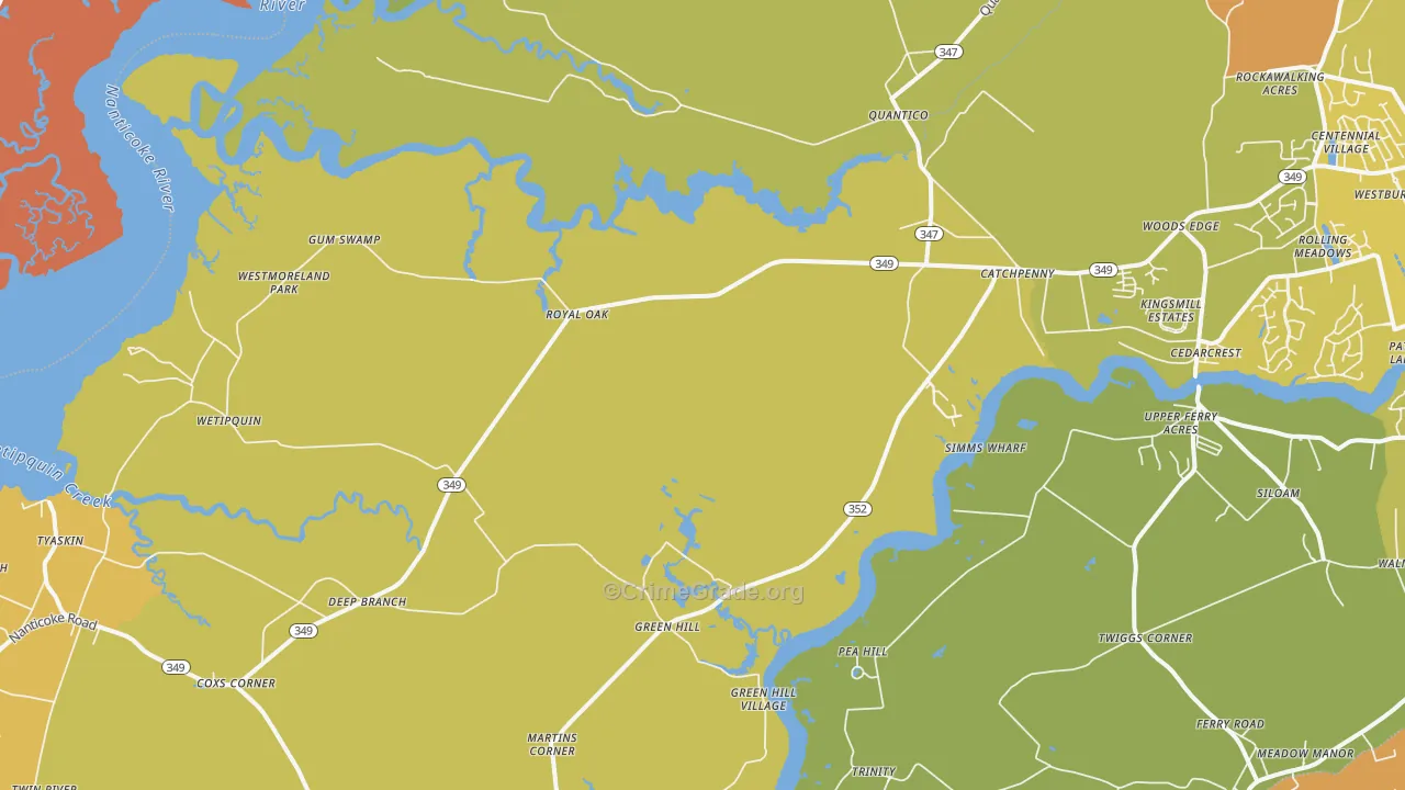 21856, MD Map of Drug-Related Crime Rates