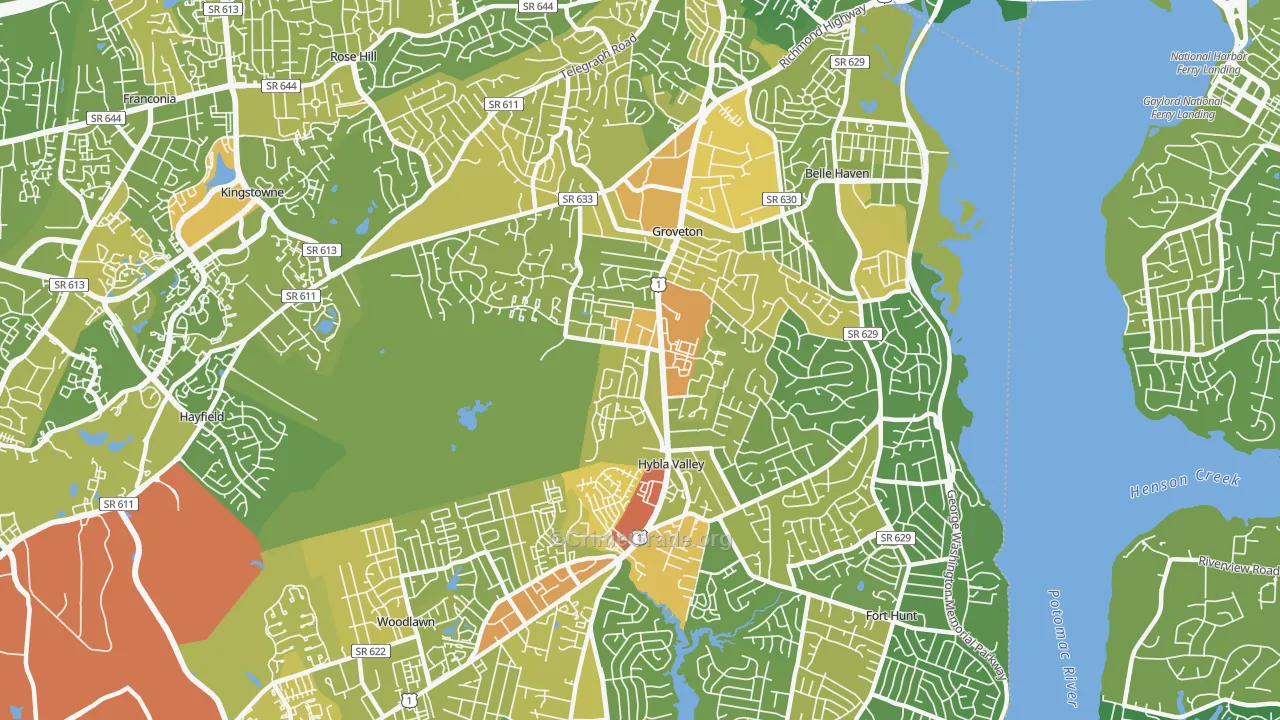 22306, VA Map of Drug-Related Crime Rates