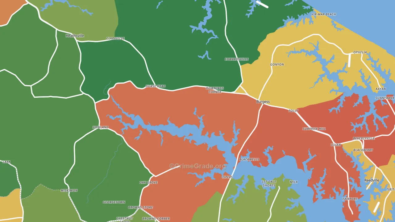 22473, VA Map of Drug-Related Crime Rates