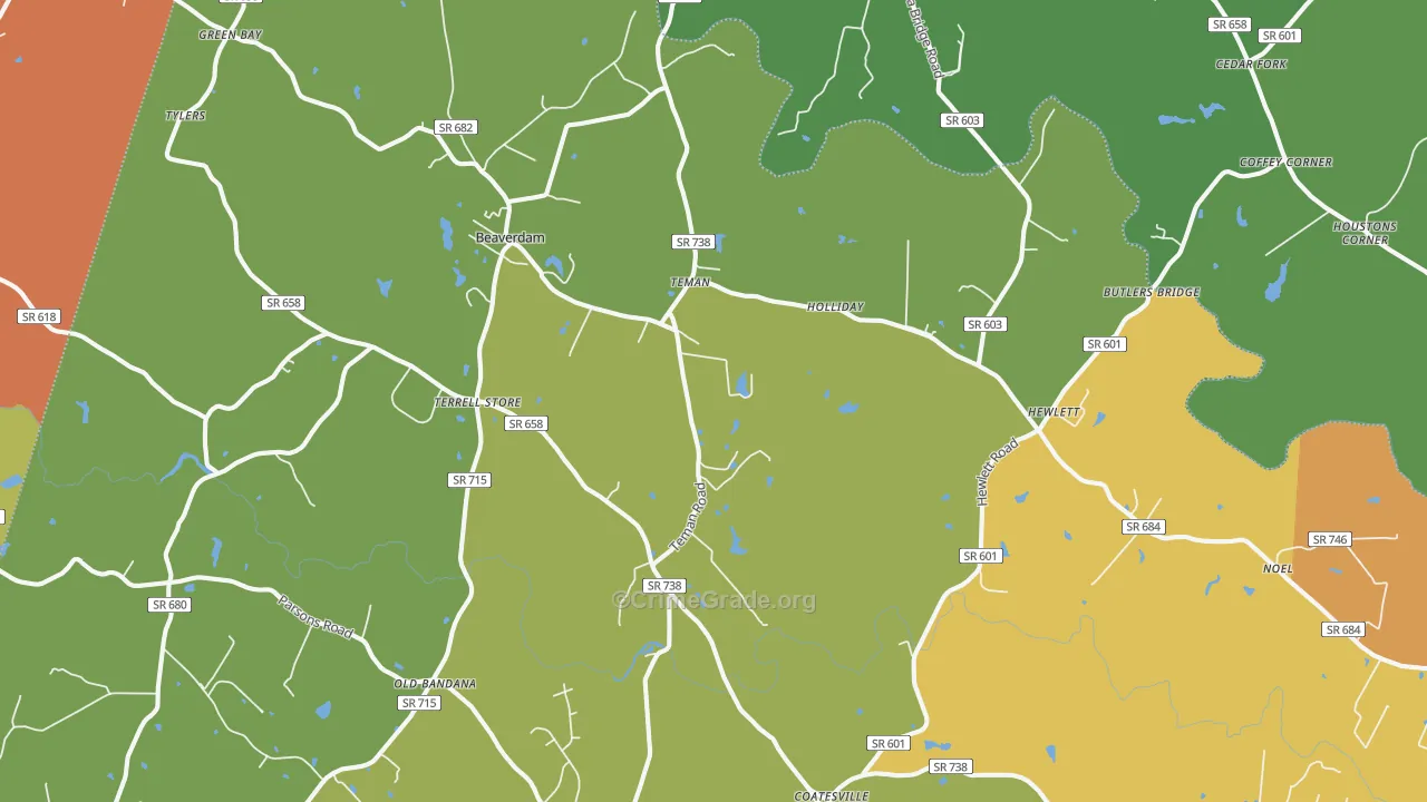 23015, VA Map of Drug-Related Crime Rates