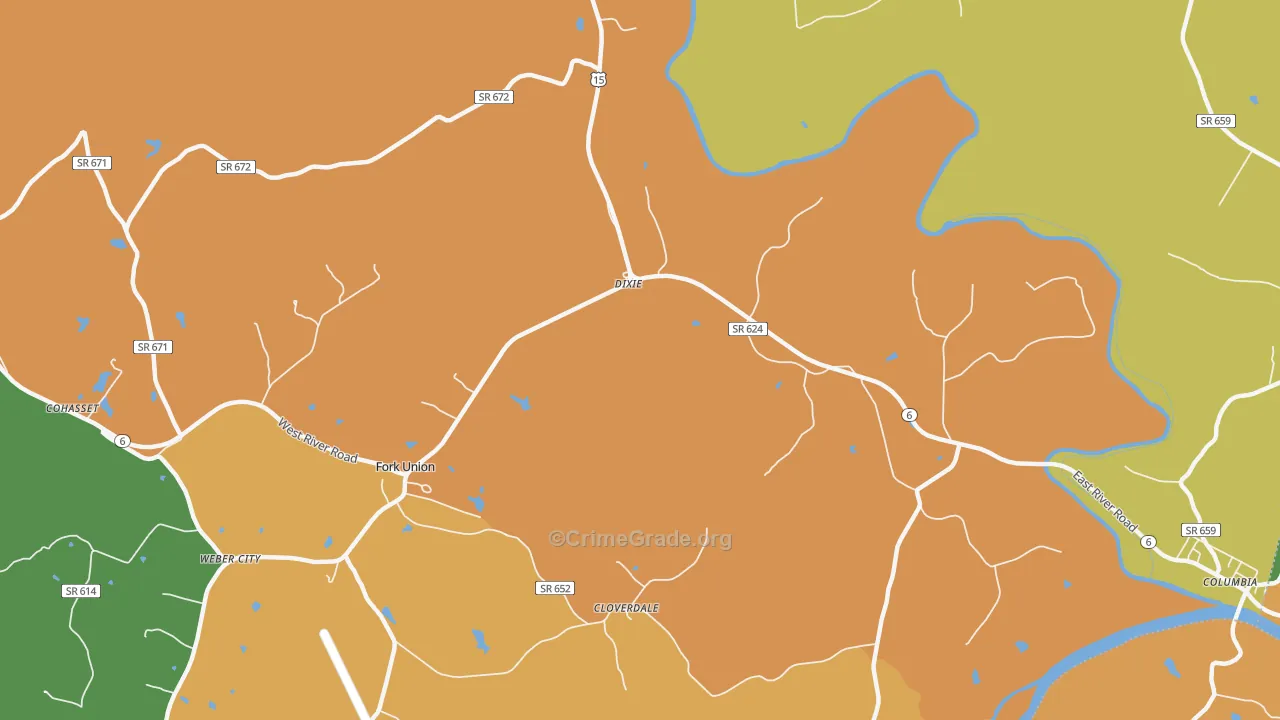 23055, VA Map of Drug-Related Crime Rates