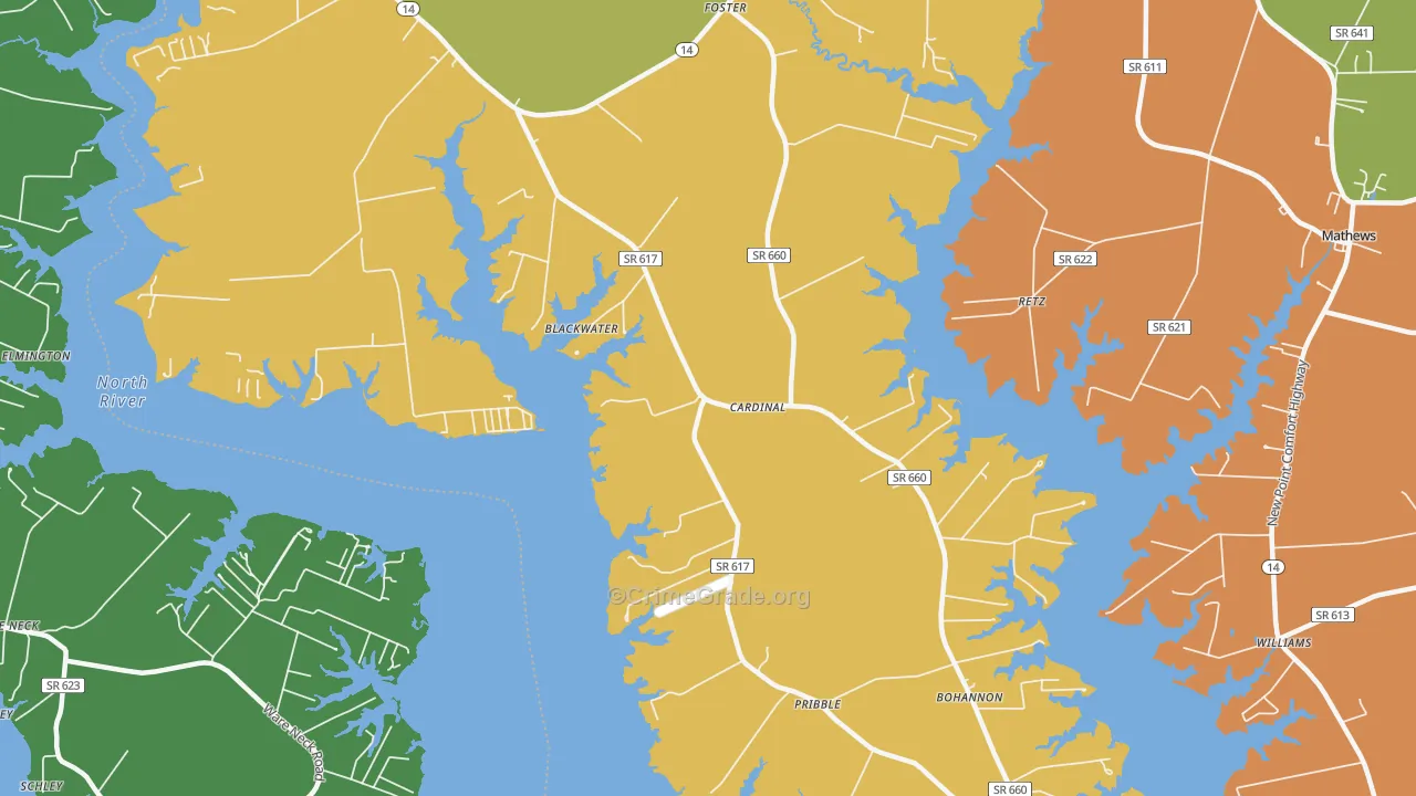 23056, VA Map of Drug-Related Crime Rates
