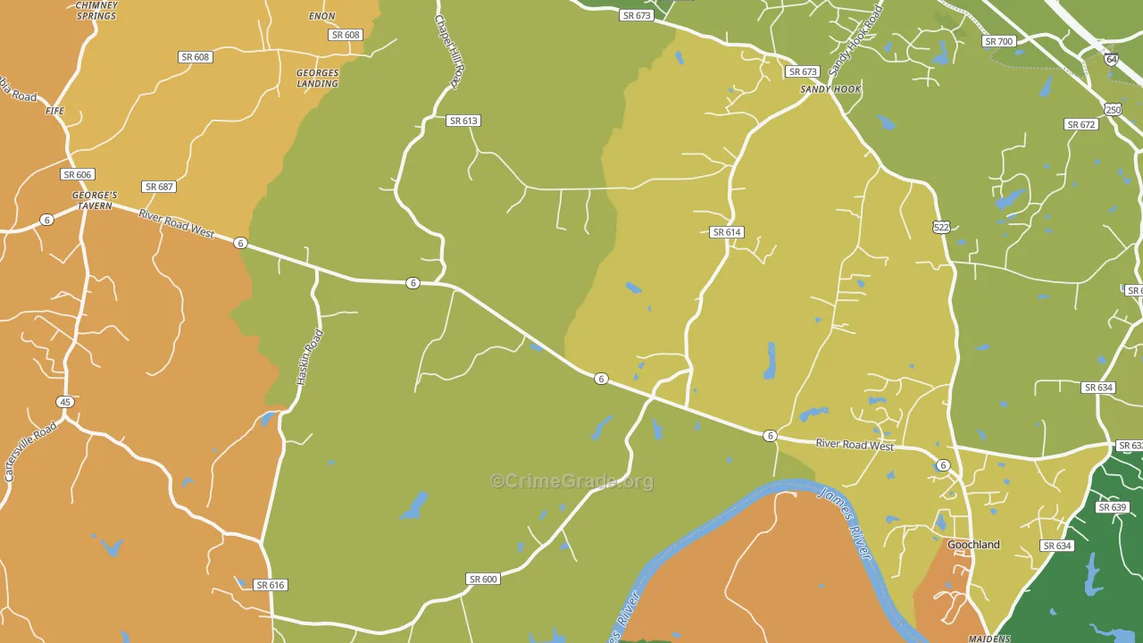 23063, VA Map of Drug-Related Crime Rates